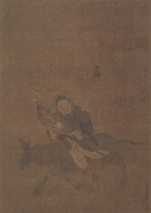 Daoïste chevauchant un animal cornu - Tong Renyi