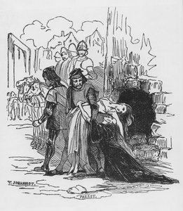 Soldats traînant une prisonnière, illustration de 