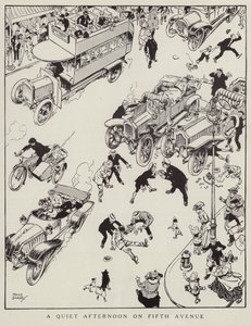 Après-midi tranquille sur la Cinquième Avenue, New York (lithographie) - Tony Sarg