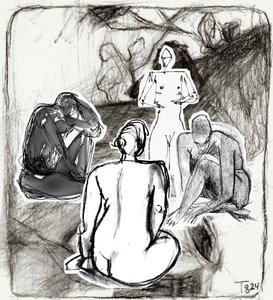 Esquisses de personnages contemplatifs