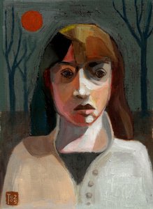 Une femme sous le soleil rouge