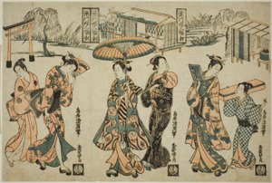 Filles de Fukagawa - Un triptyque (Fukagawa musume sanpukutsui) - Torii Kiyohiro