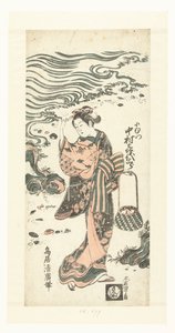 Femme cherchant des coquillages sur la plage - Torii Kiyohiro