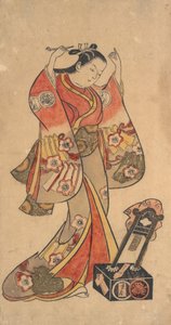 Portrait de Sanjo Kantaro dans le rôle féminin de Yaoya Oshichi dans la pièce Fuji no ..., vers 1730-40 - Torii Kiyomasu II.