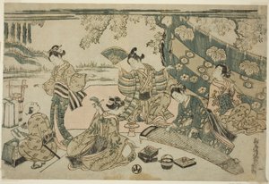 Un pique-nique sous les cerisiers - Torii Kiyomitsu I