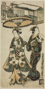 Jeune femme et matrone, extrait de "Girls of Fukagawa - A Triptych (Fukagawa musume sanpukutsui)" (Les filles de Fukagawa - Un triptyque) - Torii Kiyomitsu I