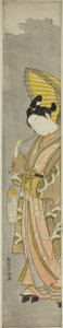 Jeune homme tenant un parapluie et une lanterne - Torii Kiyomitsu I