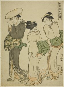 Une femme et deux servantes, de la série "Un miroir des manières féminines" - Torii Kiyonaga