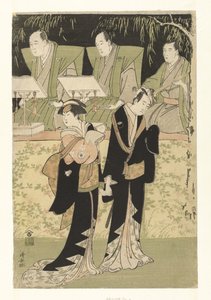 Acteurs Sawamura Sojuro III et Iwai Hanshiro IV comme Jihei et Koharu - Torii Kiyonaga