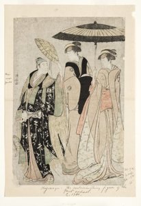 Acteurs dans la pièce Oakinai Hiruga kojima, Théâtre Nakamura, XI1784, 1784 - Torii Kiyonaga