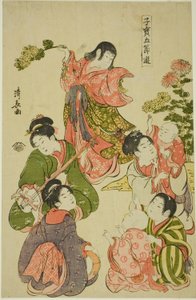 Festival du chrysanthème, tiré de la série "Jeux des enfants précieux des cinq festivals (Kodakara gosetsu asobi)" - Torii Kiyonaga