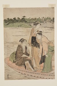 Ferry à la rivière Rokugō - Torii Kiyonaga