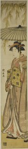 Geisha portant une ombrelle sous un saule - Torii Kiyonaga