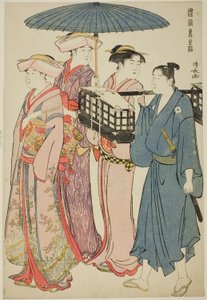 Aller à un pique-nique, de la série "Une broderie des manières orientales" - Torii Kiyonaga