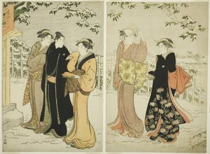 Colline de Matsuchi après une chute de neige - Torii Kiyonaga