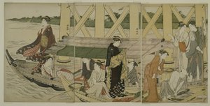 Bateaux de plaisance sous le pont Azuma, c.1784