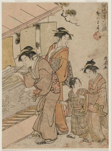 Le quatrième mois de la série Visites mensuelles à la mode aux temples des quatre saisons, 1784