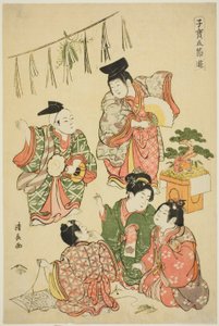 La fête du Nouvel An, tirée de la série "Jeux des cinq fêtes pour enfants précieux (Kodakara gosetsu asobi)"