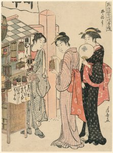 Le sixième mois, de la série "Visites mensuelles à la mode aux lieux sacrés des quatre saisons" - Torii Kiyonaga