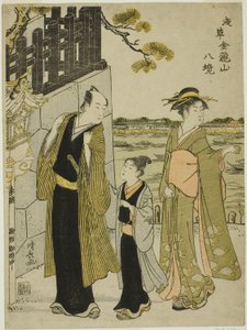 La vue depuis le hall de Komagata, de la série "Huit quartiers du temple Kinryuzan à Asakusa (Asakusa Kinruzan hakkei)" - Torii Kiyonaga