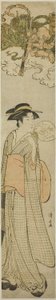 Dieux du tonnerre regardant une beauté à travers un télescope - Torii Kiyonaga