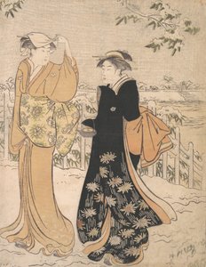 Deux femmes sur la colline Matsuchi, Edo, vers 1784