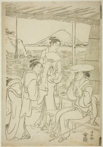 Visiteurs à Enoshima - Torii Kiyonaga