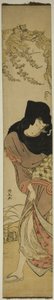 Femme sous glycine soufflée par le vent - Torii Kiyonaga