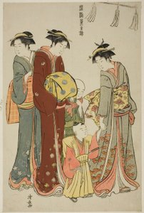 Jeune garçon portant un hakama pour la première fois, de la série "Une brocade des manières orientales (Fuzoku Azuma no nishiki)" - Torii Kiyonaga