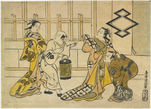 Ichikawa Danjuro II, Fujimura Handayu II, Katsuyama Matagoro, et Sanogawa Mangiku, 1719 - Torii Kiyonobu I Torii Kiyonobu I