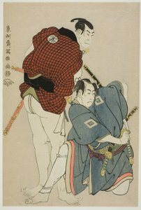 Les acteurs Ichikawa Omezo I (R) comme Tomita Hyotaro et Otani Oniji III (L) comme Kawashima Jibugoro - Toshusai Sharaku