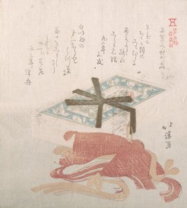 Boîte de poudre pour le visage et attaches pour cheveux, spécialités de Shimomura à Ryogaecho, 19ème siècle - Totoya Hokkei