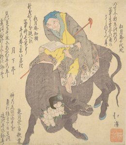 Sage chinois lisant en chevauchant un buffle, vers 1820