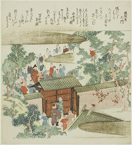 Visiteurs rassemblés à la porte de la maison d