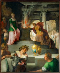 Hyante et Climene sacrifiant à Vénus (peinture sur toile) - Toussaint Dubreuil