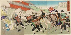 Le général-major Oshima protège le roi coréen alors que les troupes prennent d