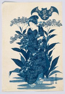 Beautés de la dernière mode comparées à la beauté des fleurs (Tosei Bijin), des cartes à jouer de fleurs (Hanaawase) - Toyokuni II