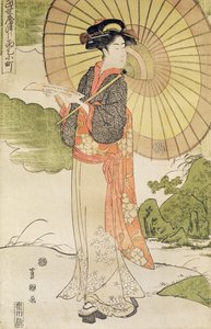 Femme debout avec un parasol - Toyokuni II
