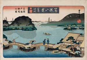 Crépuscule, Atami, de la série Huit vues de lieux célèbres - Toyokuni II