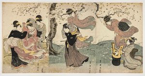 Fleurs dans le vent - Toyokuni Utagawa