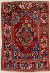 Tapis transylvanien avec motifs floraux sur fond rouge brique, fin XVIIe siècle