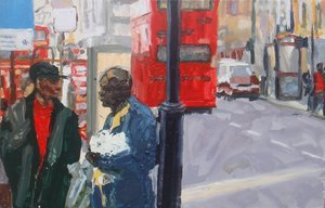 Conversation de rue, 2008 (huile sur panneau) - Trevor Burgess