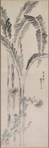 Bananiers et chrysanthèmes, 19ème siècle - Tsubaki Chinzan