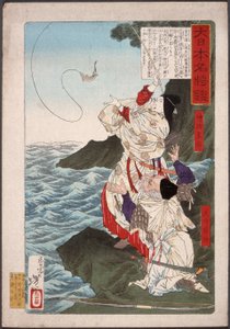 Kaiserin Jingū und Takeuchi no Sukune beim Fischen in Chikuzen
