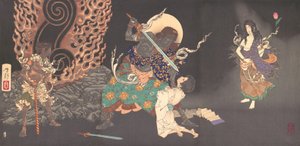Fudo Myoo menaçant un novice, 1885 - Tsukioka Yoshitoshi