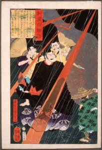 Mashiba Hisayoshi, der Tairyō, im Blitz - Tsukioka Yoshitoshi