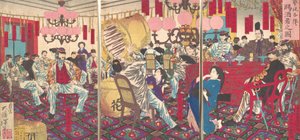 Fête du surintendant de police : un cadeau de nourriture et de boisson, septembre 1877 - Tsukioka Yoshitoshi