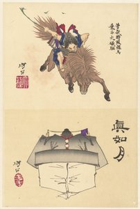 Sono no Goro chevauchant sans selle vers Oiso - Tsukioka Yoshitoshi