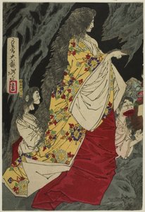Êtres surnaturels à Shirazunoyabu à Yawata - Tsukioka Yoshitoshi