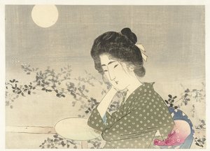 Femme avec un éventail au clair de lune